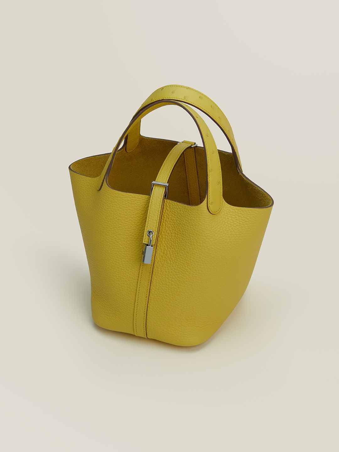 Hermes Picotin Lock 18 Bag In Jaune Poussin Clemence Leather